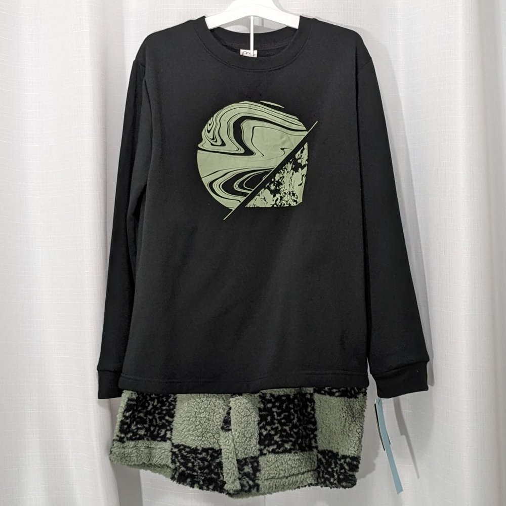 Art Class Pajamas Girls Sleepwear Pjs Set Size XL  ( 16 ) Black Green
